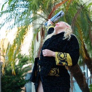 Versace Black Robe with Gold Detailing